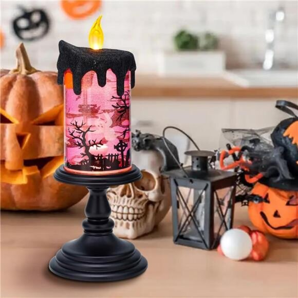Halloween Snow Globe Candles Lighted Lamp, Lighted Flameless Candles - Picture 5 of 7